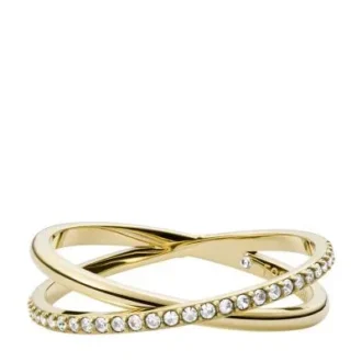 Anello a fascia Ellis Pavé Glitz in acciaio inossidabile dorato