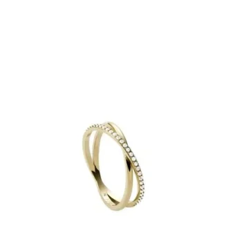Anello a fascia Ellis Pavé Glitz in acciaio inossidabile dorato