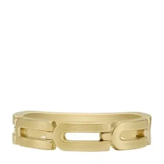 Anello a fascia in acciaio inossidabile color oro con catena Heritage D-Link