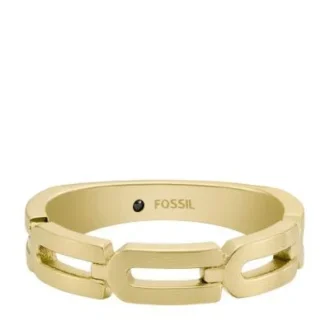 Anello a fascia in acciaio inossidabile color oro con catena Heritage D-Link