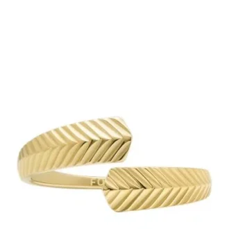 Anello avvolgente Harlow in acciaio inossidabile color oro con texture lineare