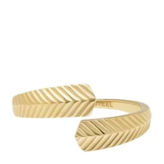Anello avvolgente Harlow in acciaio inossidabile color oro con texture lineare
