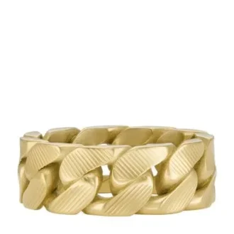 Anello con catena Harlow Linear Texture in acciaio inossidabile color oro
