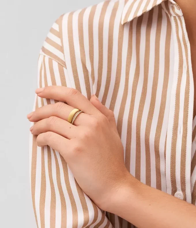 Anello con fascia in acciaio inossidabile color oro Archival Glitz