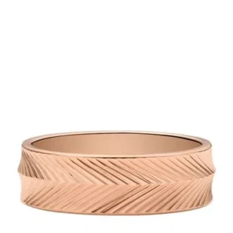 Anello con fascia in acciaio inossidabile color oro rosa Harlow Linear Texture