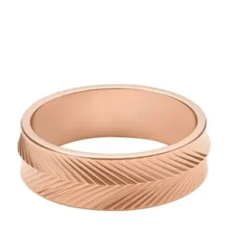Anello con fascia in acciaio inossidabile color oro rosa Harlow Linear Texture