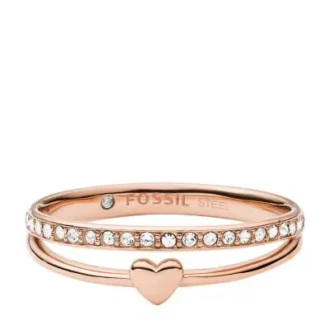 Anello con fascia in acciaio inossidabile color oro rosa Sutton Hearts To You