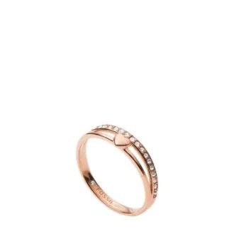 Anello con fascia in acciaio inossidabile color oro rosa Sutton Hearts To You