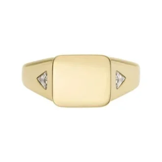 Anello con sigillo Ellis in acciaio inossidabile color oro
