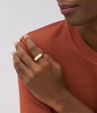 Anello con sigillo Heritage D-Link Glitz in acciaio inossidabile color oro