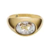 Anello con sigillo Sutton Shaky Glitz in acciaio inossidabile dorato con luna e stella