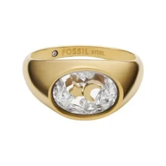 Anello con sigillo Sutton Shaky Glitz in acciaio inossidabile dorato con luna e stella
