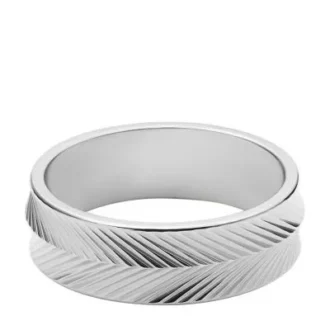Anello Harlow con texture lineare in acciaio inossidabile