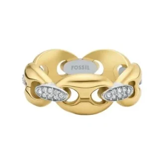 Anello Heritage D-Link Glitz in acciaio inossidabile bicolore