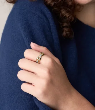 Anello Heritage D-Link Glitz in acciaio inossidabile bicolore