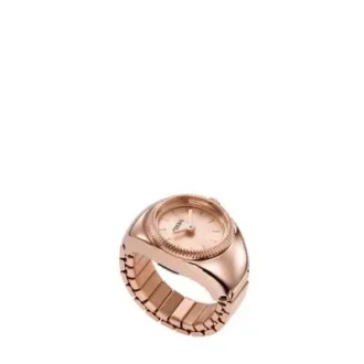 Anello orologio a due lancette in acciaio inossidabile color oro rosa