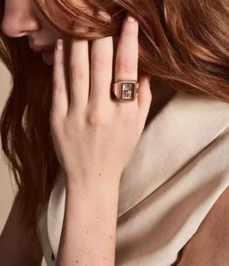 Anello orologio Raquel Due lancette in acciaio inossidabile color oro rosa