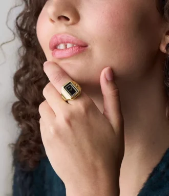 Anello orologio Raquel Orologio a due lancette in acciaio inossidabile color oro
