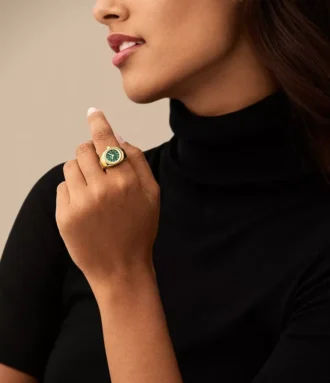 Anello per orologio a due lancette in acciaio inossidabile color oro
