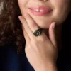 Anello per orologio Orologio in acciaio inossidabile nero pavé a due lancette