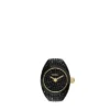 Anello per orologio Orologio in acciaio inossidabile nero pavé a due lancette