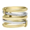 Anello Prestack Harlow in acciaio inossidabile bicolore con texture lineare