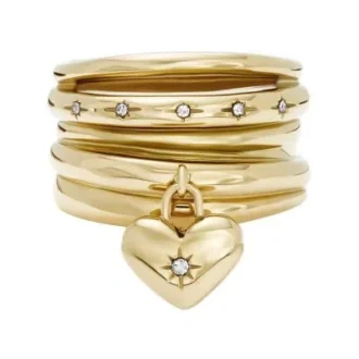 Anello Sadie All My Love in acciaio inossidabile dorato con cuori sovrapposti