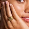 Anello Sadie All My Love in acciaio inossidabile dorato con cuori sovrapposti