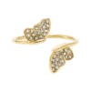 Anello sovrapponibile Sutton Pavé Butterfly in acciaio inossidabile color oro