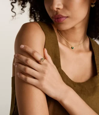 Anello Sutton Modern Meadows con cuore in malachite ricostituita