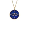 Aquarius Sutton Zodiac Collana con pendente in acciaio inossidabile color oro e lapislazzuli blu