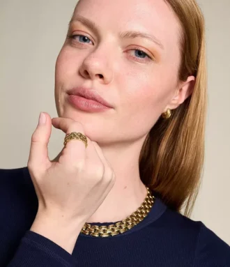 Anello con maglie Arden in acciaio inossidabile color oro