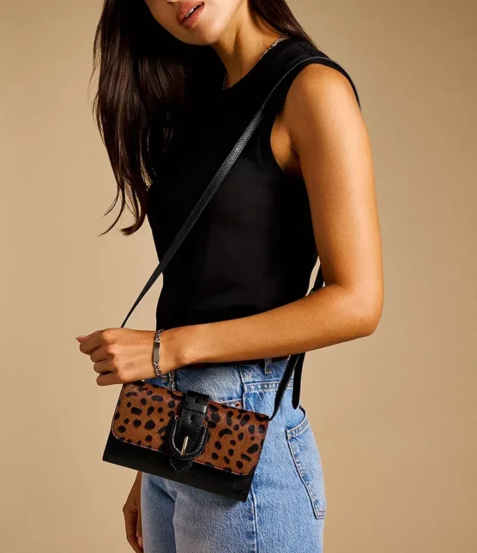 Borsa a tracolla in pelle Haircalf Harwell