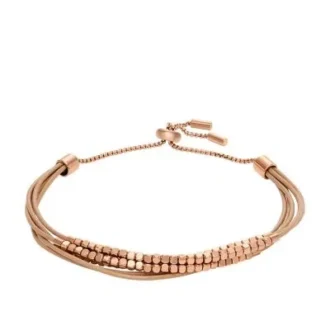 Bracciale a catena in pelle marrone