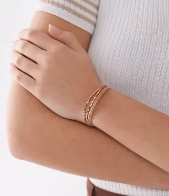 Bracciale a catena in pelle marrone