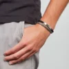 Bracciale a doppio filo in nylon nero e acciaio inossidabile Ellis