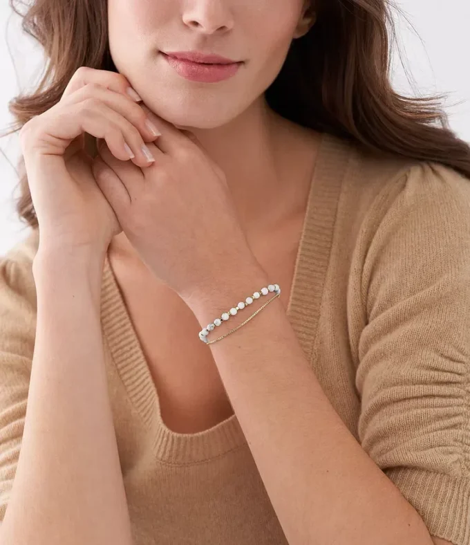 Bracciale con catena in howlite e perline