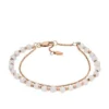 Bracciale con perline e catena in quarzo rosa