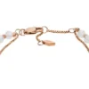 Bracciale con perline e catena in quarzo rosa