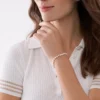 Bracciale con perline e catena in quarzo rosa