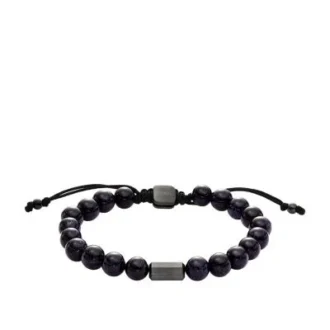 Bracciale con perline Galaxy in arenaria ricostruita blu navy