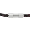 Bracciale con texture zigrinata a macchina in pelle e acciaio inossidabile