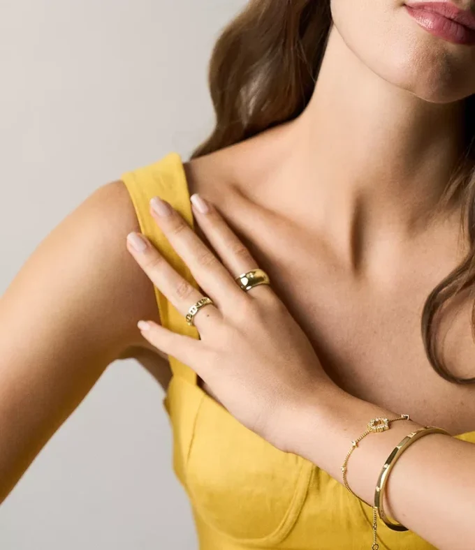 Bracciale Ellis con forme miste in ottone dorato