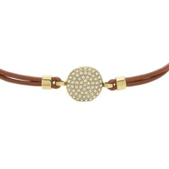 Bracciale Ellis Glitz Disc con componenti in pelle marrone medio