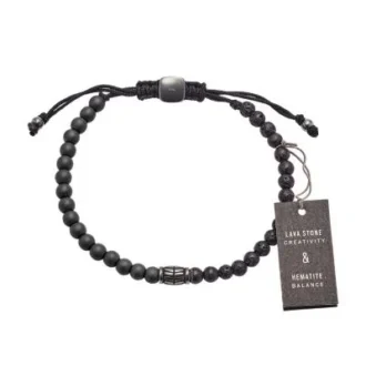 Bracciale Everett in ematite e pietra lavica nera