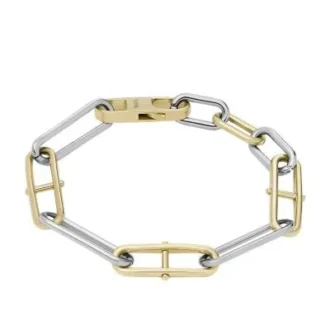 Bracciale Heritage con maglie a D in acciaio inossidabile bicolore