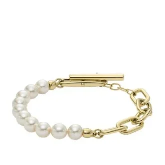 Bracciale Heritage Pearl D-Link in acciaio inossidabile dorato