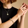 Bracciale Heritage Pearl D-Link in acciaio inossidabile dorato