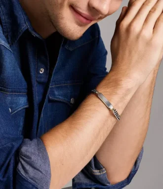 Bracciale identificativo Ellis in acciaio inossidabile bicolore