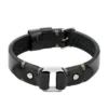 Bracciale in acciaio inossidabile resistente e cinturino in pelle nera
